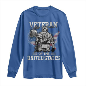 Personalized Veteran Of The United States Long Sleeve Shirt Custom Name Tag Memorial Independence Day Gift For Veterans American Flag TS10 Royal Blue Print Your Wear