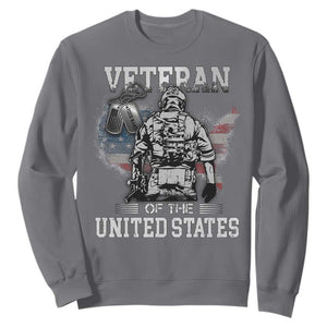 Personalized Veteran Of The United States Sweatshirt Custom Name Tag Memorial Independence Day Gift For Veterans American Flag TS10 Charcoal Print Your Wear