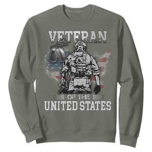 Personalized Veteran Of The United States Sweatshirt Custom Name Tag Memorial Independence Day Gift For Veterans American Flag TS10 Military Green Print Your Wear