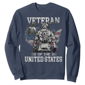 Personalized Veteran Of The United States Sweatshirt Custom Name Tag Memorial Independence Day Gift For Veterans American Flag TS10 Navy Print Your Wear