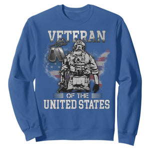 Personalized Veteran Of The United States Sweatshirt Custom Name Tag Memorial Independence Day Gift For Veterans American Flag TS10 Royal Blue Print Your Wear