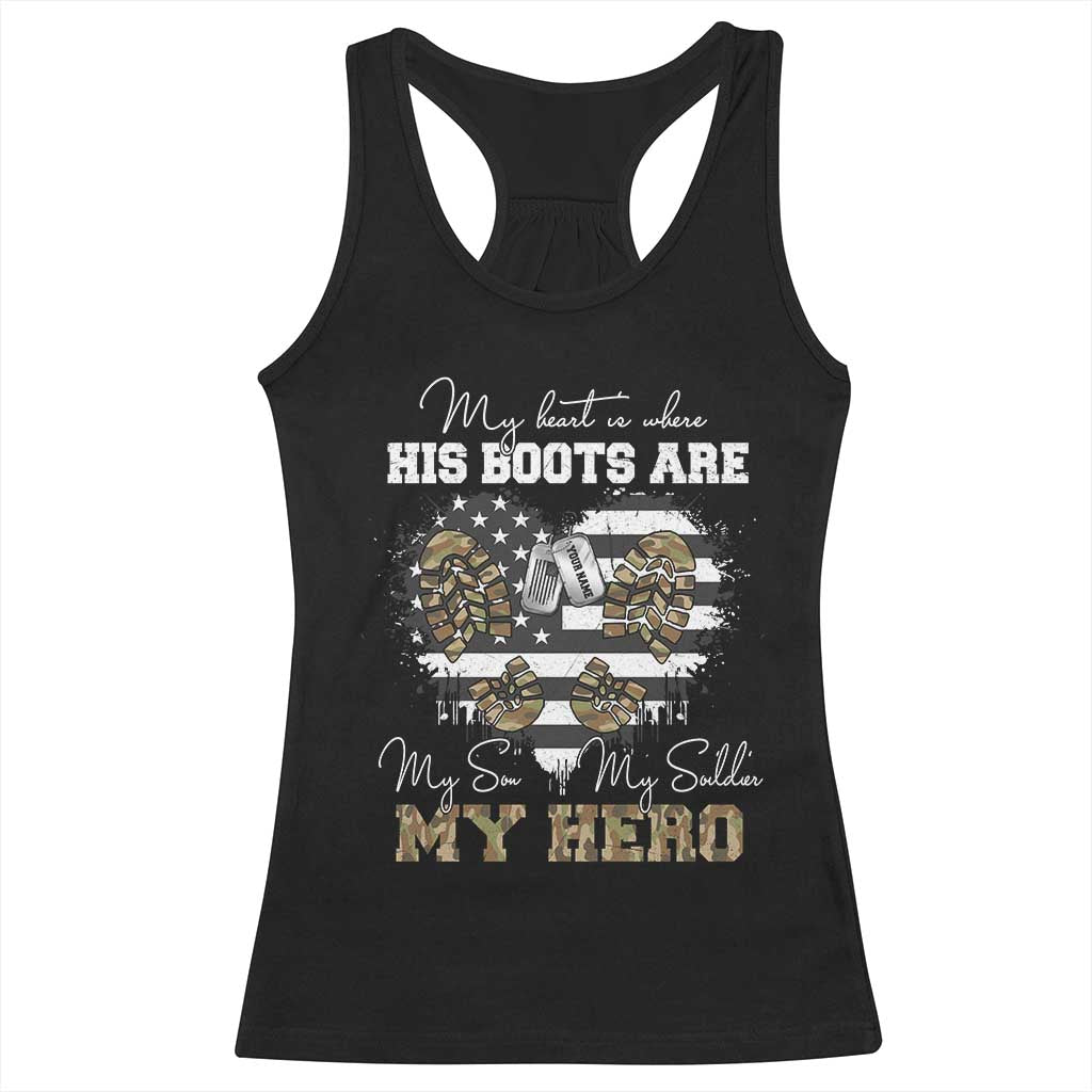 Personalized Army Mom Racerback Tank Top Custom Name Proud Military Family US Flag TS10 Black Print Your Wear