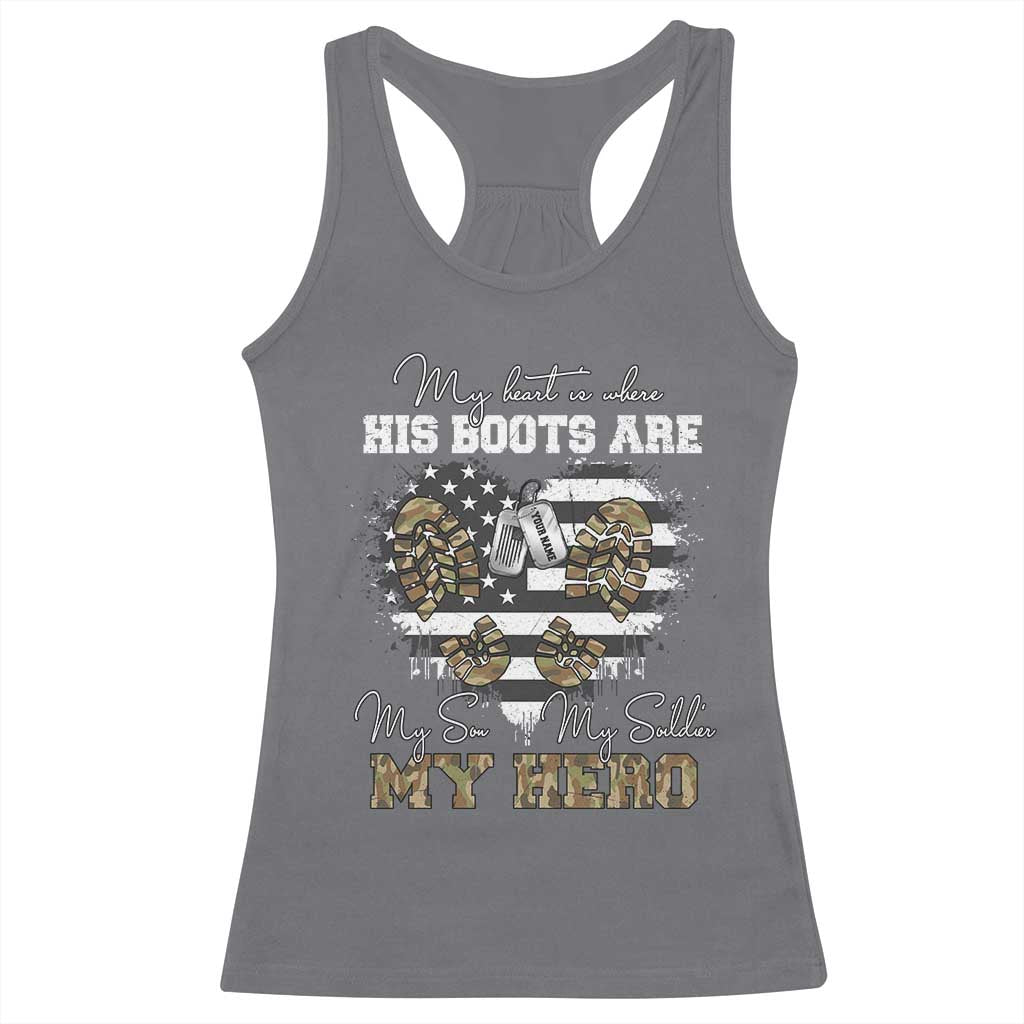 Personalized Army Mom Racerback Tank Top Custom Name Proud Military Family US Flag TS10 Charcoal Print Your Wear