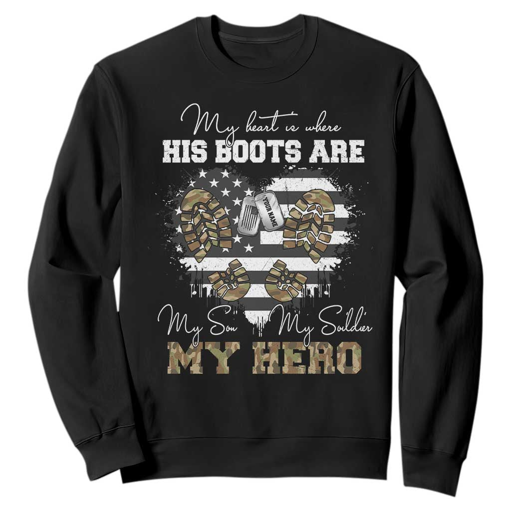 Personalized Army Mom Sweatshirt Custom Name Proud Military Family US Flag TS10 Black Print Your Wear