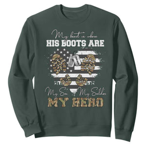 Personalized Army Mom Sweatshirt Custom Name Proud Military Family US Flag TS10 Dark Forest Green Print Your Wear