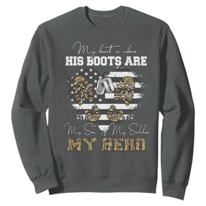 Personalized Army Mom Sweatshirt Custom Name Proud Military Family US Flag TS10 Dark Heather Print Your Wear