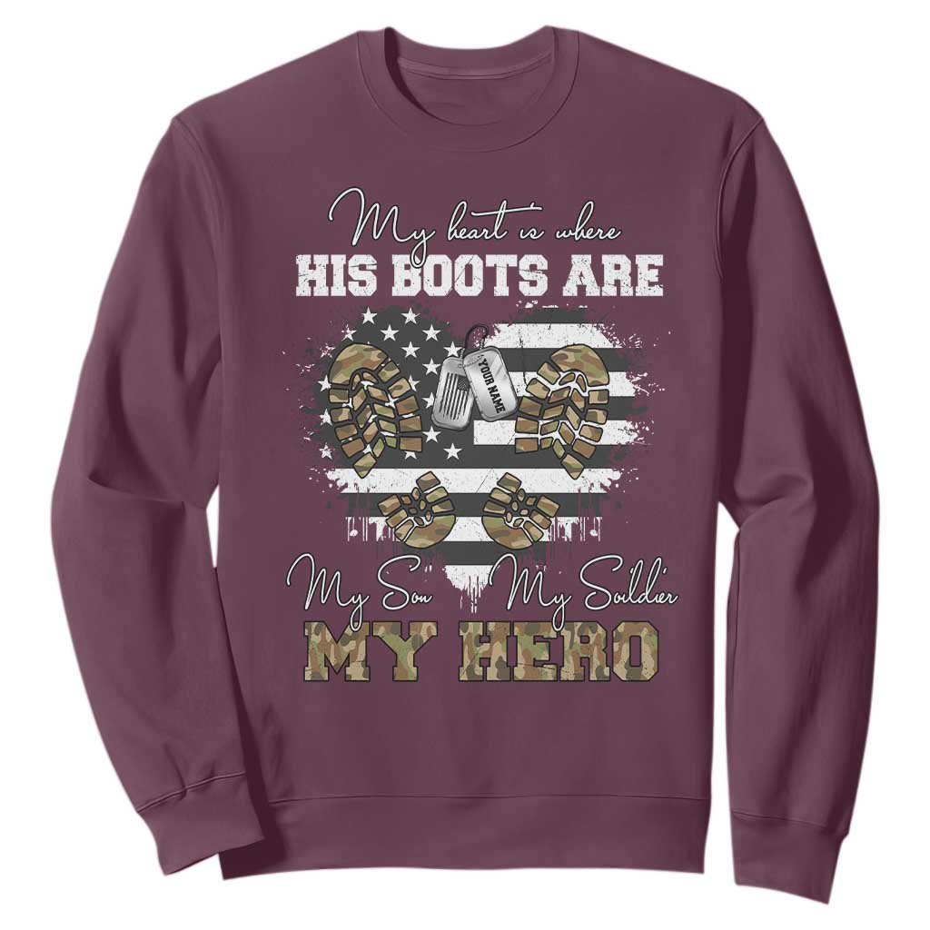 Personalized Army Mom Sweatshirt Custom Name Proud Military Family US Flag TS10 Maroon Print Your Wear