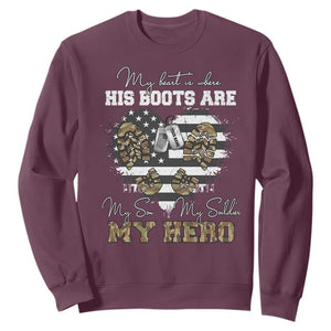Personalized Army Mom Sweatshirt Custom Name Proud Military Family US Flag TS10 Maroon Print Your Wear