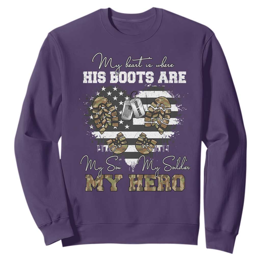 Personalized Army Mom Sweatshirt Custom Name Proud Military Family US Flag TS10 Purple Print Your Wear