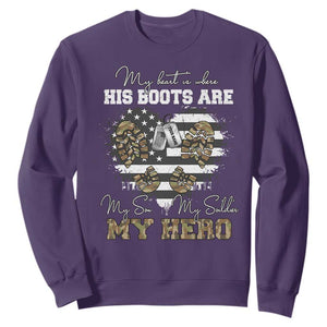 Personalized Army Mom Sweatshirt Custom Name Proud Military Family US Flag TS10 Purple Print Your Wear