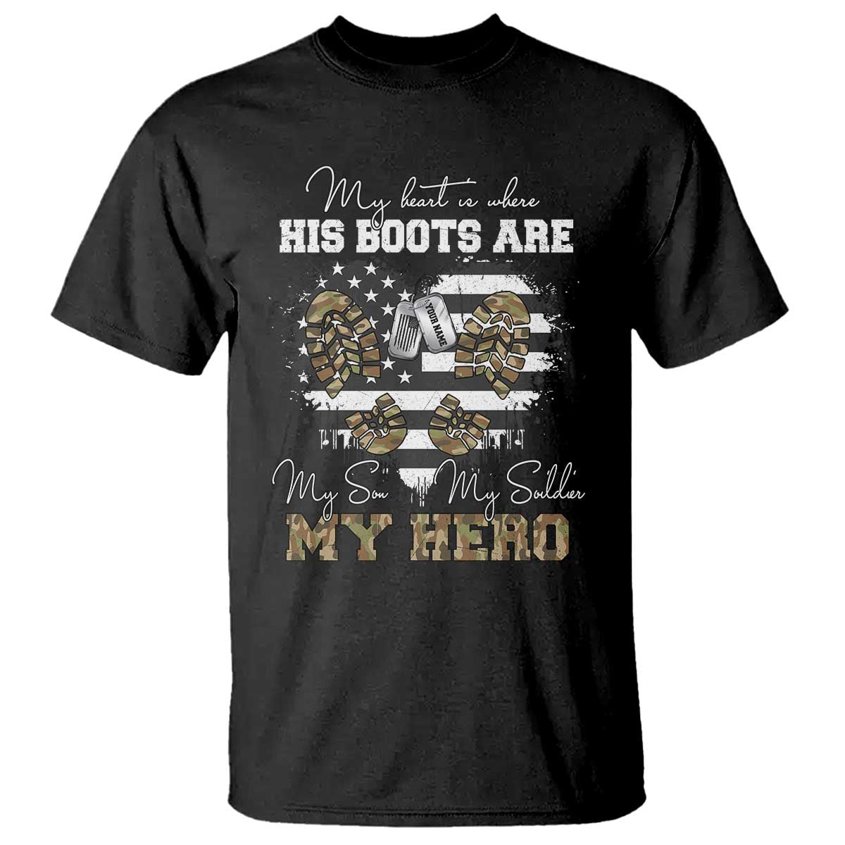 Personalized Army Mom T Shirt Custom Name Proud Military Family US Flag TS10 Black Print Your Wear