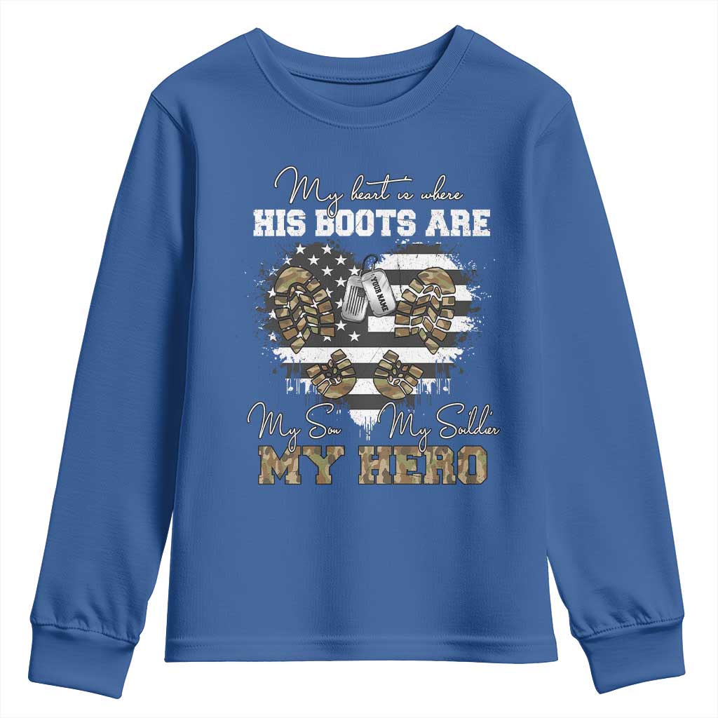 Personalized Army Mom Youth Sweatshirt Custom Name Proud Military Family US Flag TS10 Royal Blue Print Your Wear