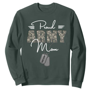 Personalized Army Family Sweatshirt Custom Name Tag Proud Army Mom Military Camo TS10 Dark Forest Green Print Your Wear