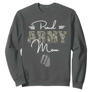 Personalized Army Family Sweatshirt Custom Name Tag Proud Army Mom Military Camo TS10 Dark Heather Print Your Wear