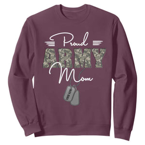 Personalized Army Family Sweatshirt Custom Name Tag Proud Army Mom Military Camo TS10 Maroon Print Your Wear