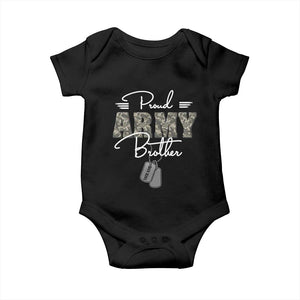 Personalized Army Family Baby Onesie Custom Name Tag Proud Army Brother Military Camo TS10 Black Print Your Wear