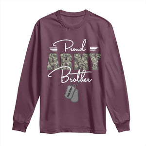 Personalized Army Family Long Sleeve Shirt Custom Name Tag Proud Army Brother Military Camo TS10 Maroon Print Your Wear