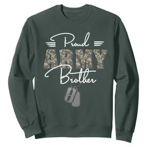 Personalized Army Family Sweatshirt Custom Name Tag Proud Army Brother Military Camo TS10 Dark Forest Green Print Your Wear