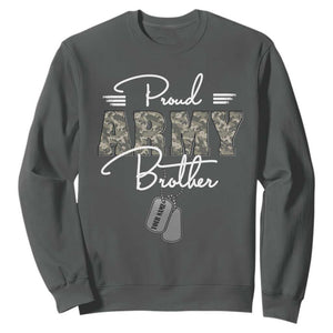 Personalized Army Family Sweatshirt Custom Name Tag Proud Army Brother Military Camo TS10 Dark Heather Print Your Wear