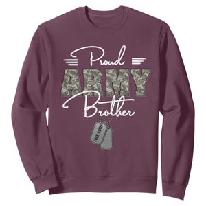 Personalized Army Family Sweatshirt Custom Name Tag Proud Army Brother Military Camo TS10 Maroon Print Your Wear