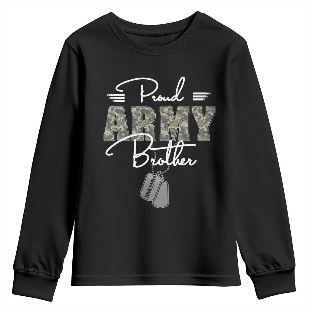 Personalized Army Family Youth Sweatshirt Custom Name Tag Proud Army Brother Military Camo TS10 Black Print Your Wear