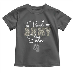 Personalized Army Family Baby Shirt Custom Name Tag Proud Army Sister Military Camo TS10 Dark Heather Print Your Wear