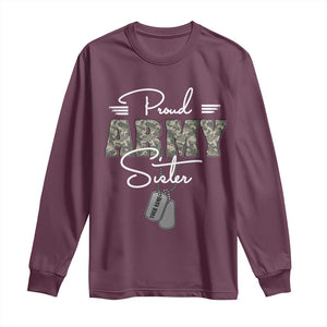 Personalized Army Family Long Sleeve Shirt Custom Name Tag Proud Army Sister Military Camo TS10 Maroon Print Your Wear