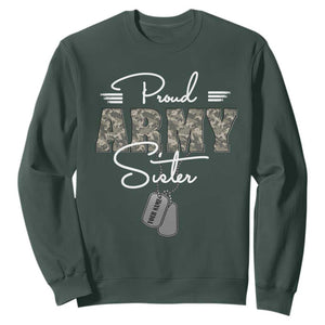 Personalized Army Family Sweatshirt Custom Name Tag Proud Army Sister Military Camo TS10 Dark Forest Green Print Your Wear