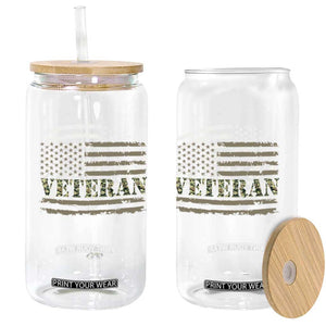 Veteran Glass Can Retro Patriotic Army Camouflage US Flag TS10 Print Your Wear