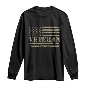 Veteran Long Sleeve Shirt Retro Patriotic Army Camouflage US Flag TS10 Black Print Your Wear