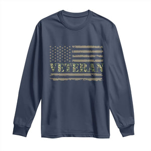 Veteran Long Sleeve Shirt Retro Patriotic Army Camouflage US Flag TS10 Navy Print Your Wear