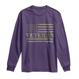 Veteran Long Sleeve Shirt Retro Patriotic Army Camouflage US Flag TS10 Purple Print Your Wear