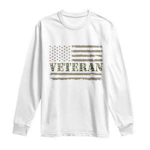 Veteran Long Sleeve Shirt Retro Patriotic Army Camouflage US Flag TS10 White Print Your Wear