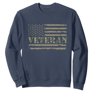 Veteran Sweatshirt Retro Patriotic Army Camouflage US Flag TS10 Navy Print Your Wear