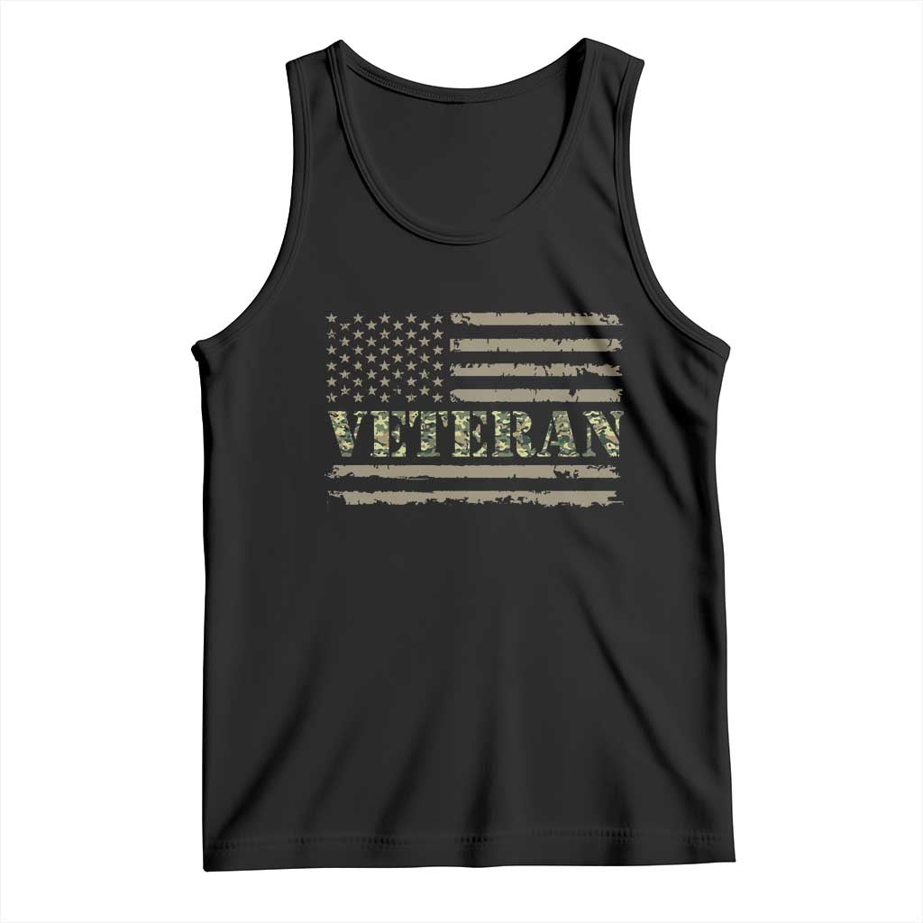 Veteran Tank Top Retro Patriotic Army Camouflage US Flag TS10 Black Print Your Wear