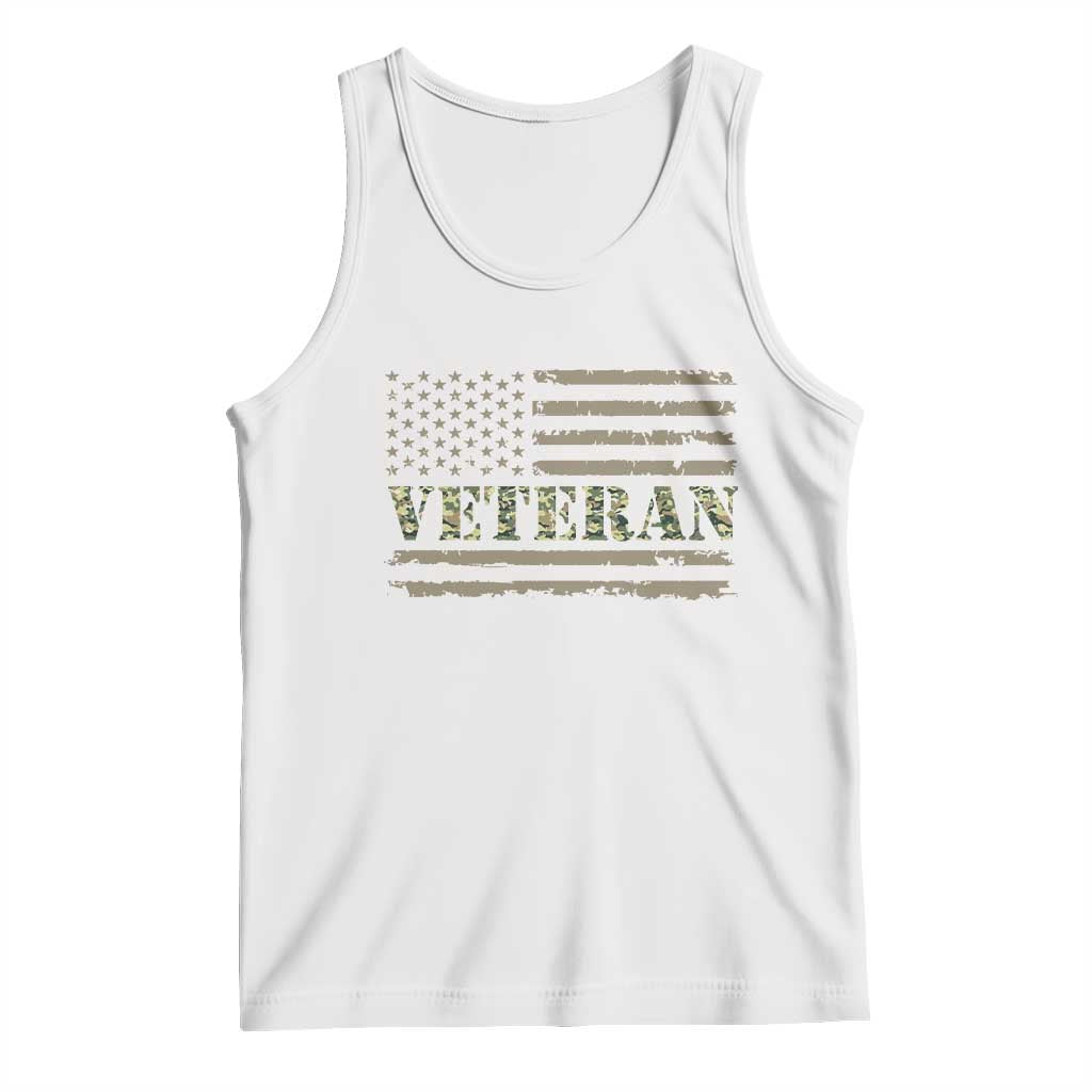 Veteran Tank Top Retro Patriotic Army Camouflage US Flag TS10 White Print Your Wear