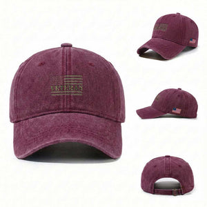 Veteran Washed Cotton Baseball Cap Retro Patriotic Army Camouflage US Flag TS10 Washed Cap Universal Fit Burgundy Print Your Wear