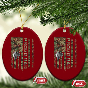 Personalized Proud Army Dad Ceramic Ornament Custom Name Dog Tag Camo American Flag Gift TS10 Print Your Wear