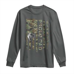 Personalized Proud Army Dad Long Sleeve Shirt Custom Name Dog Tag Camo American Flag Gift TS10 Dark Heather Print Your Wear