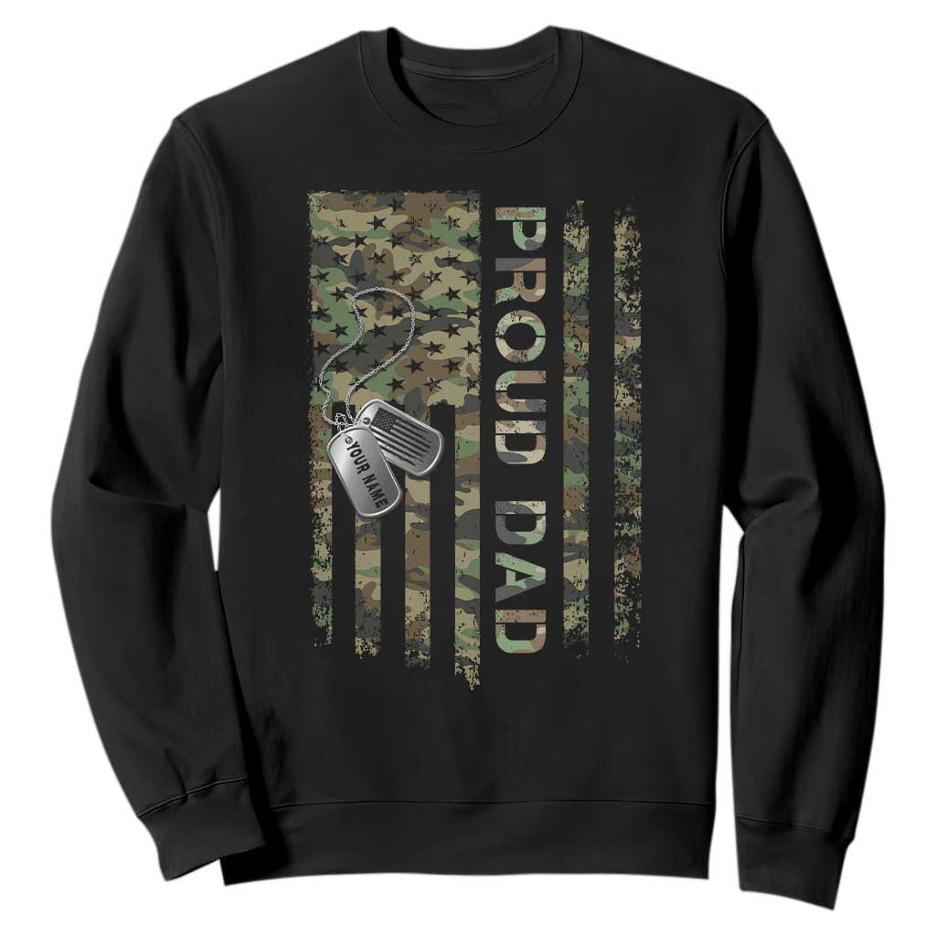 Personalized Proud Army Dad Sweatshirt Custom Name Dog Tag Camo American Flag Gift TS10 Black Print Your Wear