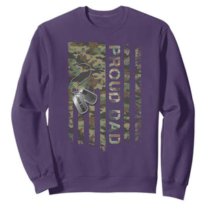 Personalized Proud Army Dad Sweatshirt Custom Name Dog Tag Camo American Flag Gift TS10 Purple Print Your Wear