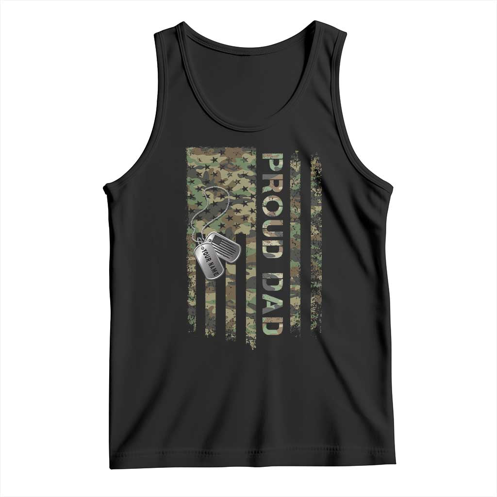 Personalized Proud Army Dad Tank Top Custom Name Dog Tag Camo American Flag Gift TS10 Black Print Your Wear