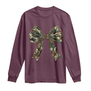 Camo Coquette Bow Long Sleeve Shirt Camouflage Old Hunting Women Girl TS10 Maroon Print Your Wear