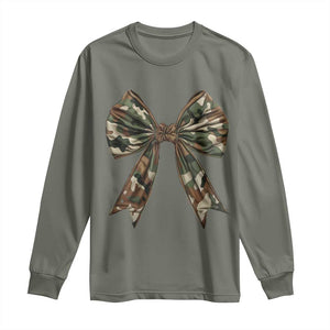 Camo Coquette Bow Long Sleeve Shirt Camouflage Old Hunting Women Girl TS10 Military Green Print Your Wear