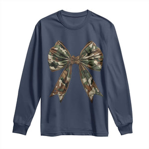 Camo Coquette Bow Long Sleeve Shirt Camouflage Old Hunting Women Girl TS10 Navy Print Your Wear