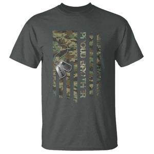 Personalized Proud Army Brother T Shirt Custom Name Dog Tag Camo American Flag Gift TS10 Dark Heather Print Your Wear