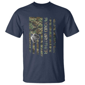 Personalized Proud Army Brother T Shirt Custom Name Dog Tag Camo American Flag Gift TS10 Navy Print Your Wear