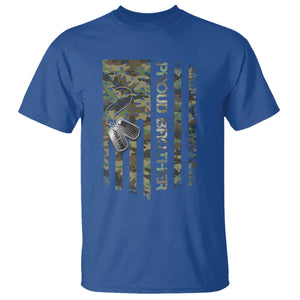 Personalized Proud Army Brother T Shirt Custom Name Dog Tag Camo American Flag Gift TS10 Royal Blue Print Your Wear