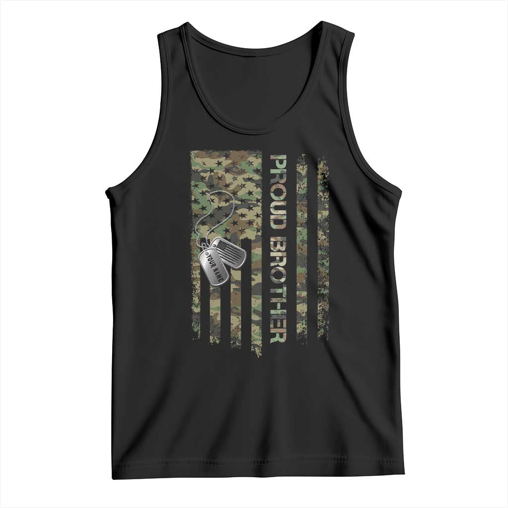 Personalized Proud Army Brother Tank Top Custom Name Dog Tag Camo American Flag Gift TS10 Black Print Your Wear