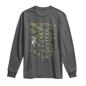 Personalized Proud Army Mom Long Sleeve Shirt Custom Name Dog Tag Camo American Flag Gift TS10 Dark Heather Print Your Wear